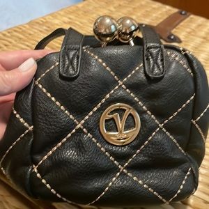 Black leather shoulder bag